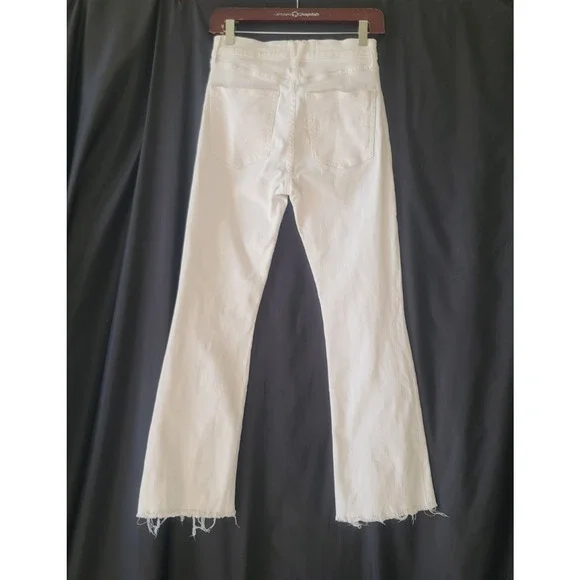 Veronica Beard Womens Washed White Carly Raw Hem Kick Flare Jeans 26